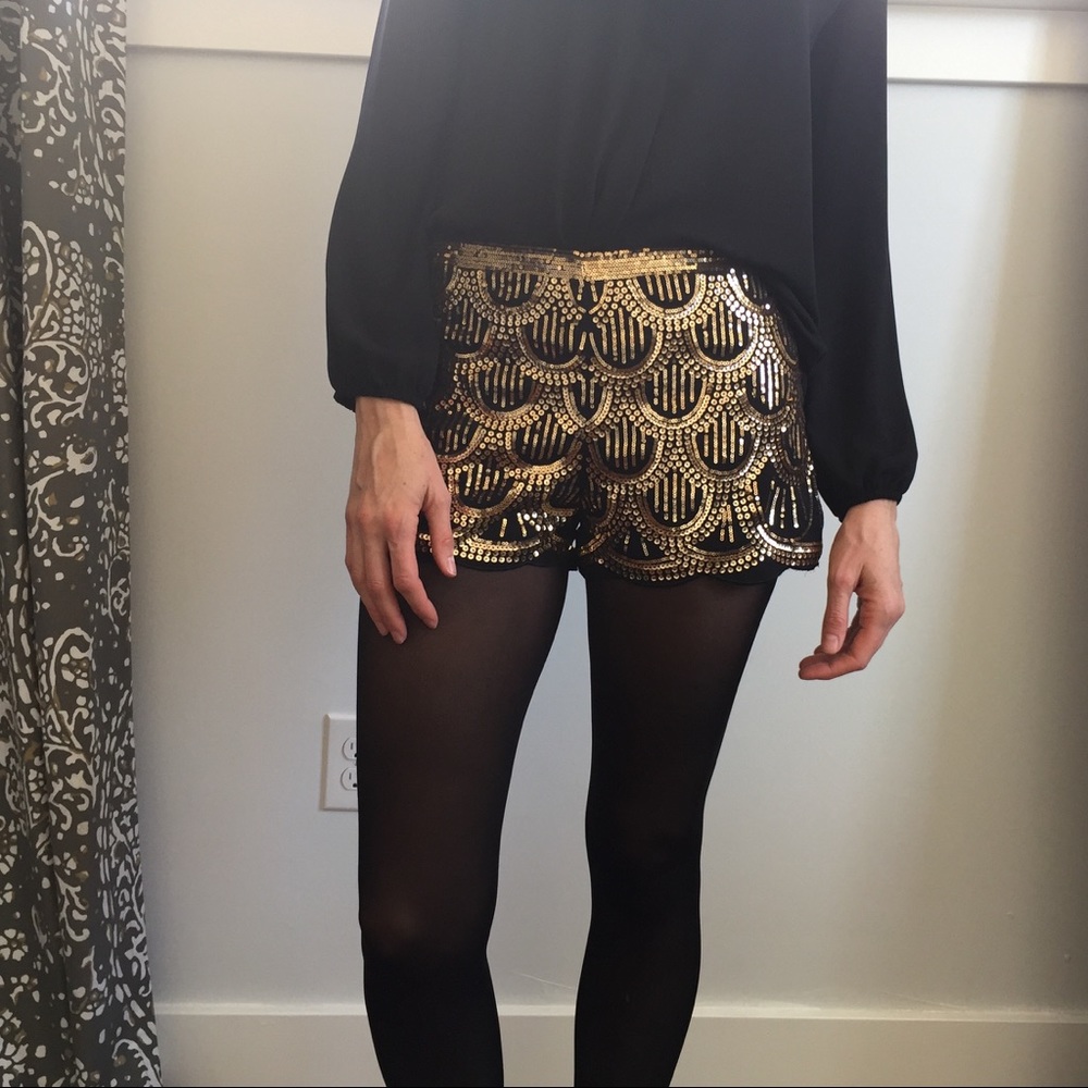 Black & gold sequin shorts